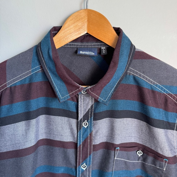 Burnside Mens Cotton Blend Long Sleeve Button Up Casual Dress Shirt Size Large - Picture 4 of 15